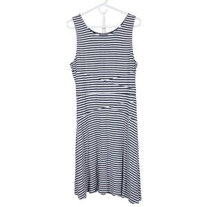Market & Spruce Summer Dress XL Womens Striped White Blue Diagonals Sleeveless